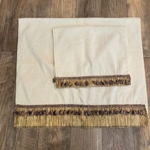 Avanti Linens Ivory Cotton Decorative Towel Set Tassel Fringe Trim 2 Piece Ivory
